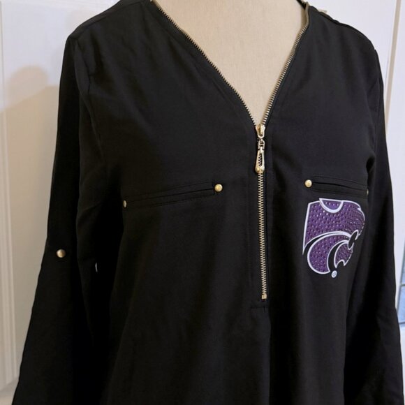 Kansas State Wildcats Womens Gameday Couture Black Shirt Dress S Beaded Tailgate - Picture 12 of 16